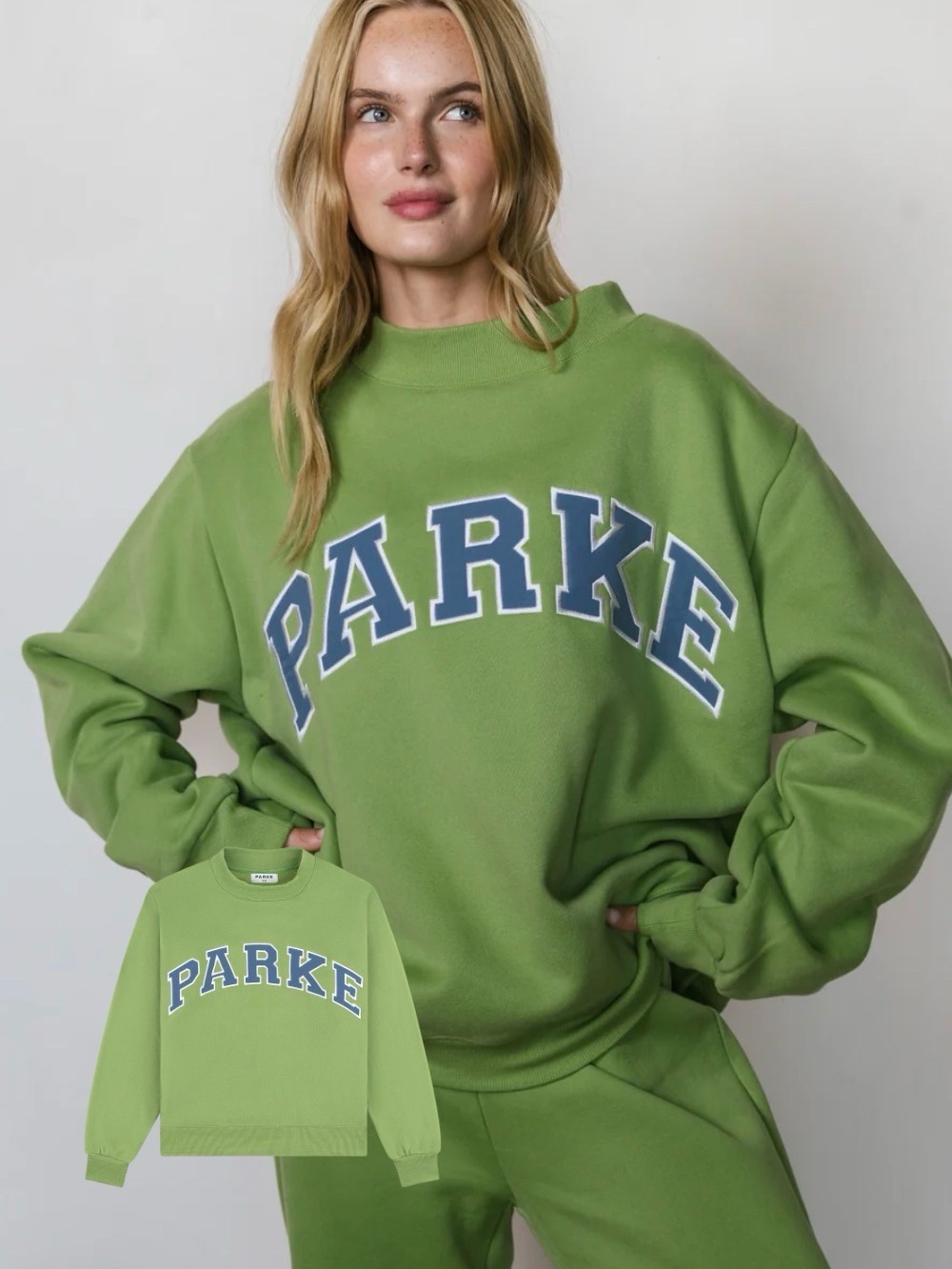 Parke Green Mock Neck Logo Sweatshirt